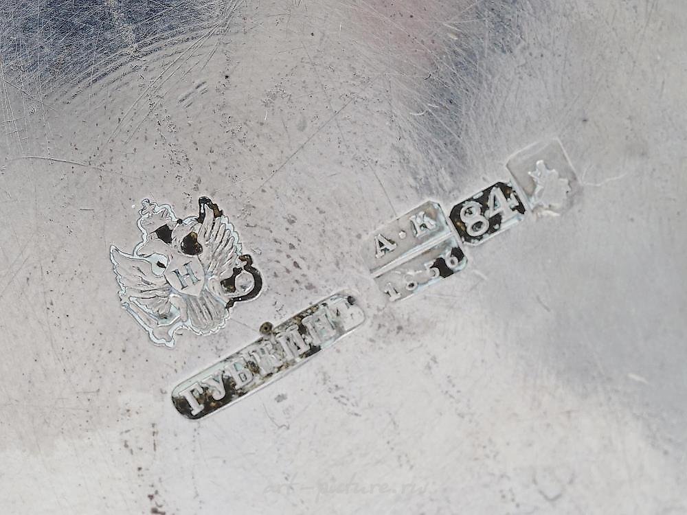 Русское серебро , Антикварный русский серебряный чайный сервиз от Губкина, 1856 год