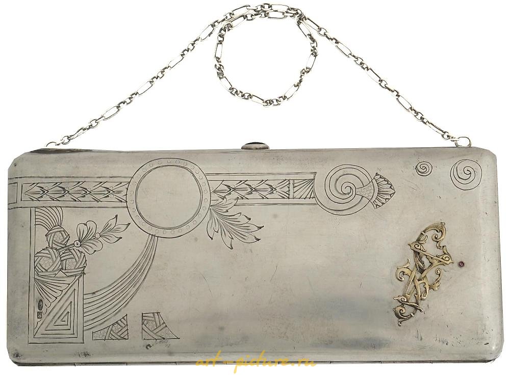 俄罗斯银 , 古董俄罗斯银质手包-手拿包，出自S.弗罗洛夫。