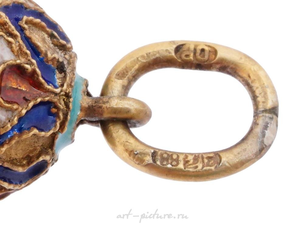 Russian silver , RUSSIAN 84 GILT SILVER ENAMEL EASTER EGG PENDANT