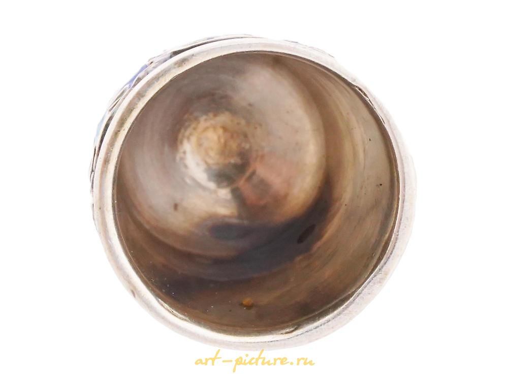 Русское серебро , Русская юдаика: напёрсток из серебра 84 пробы с позолотой и эмалью