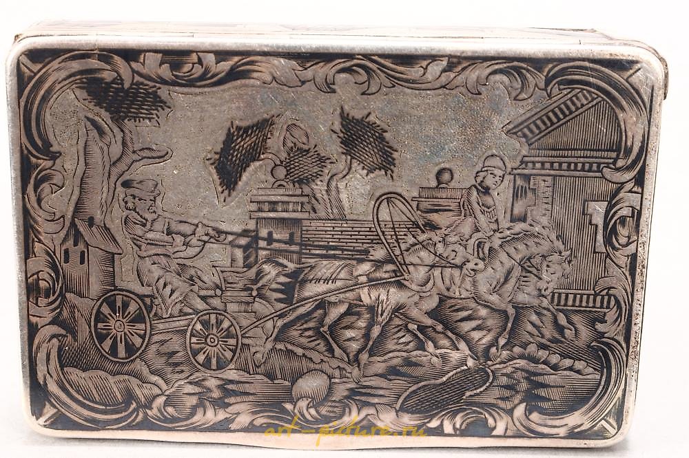 俄罗斯银 , 19世纪俄罗斯银Nielo鼻烟盒
