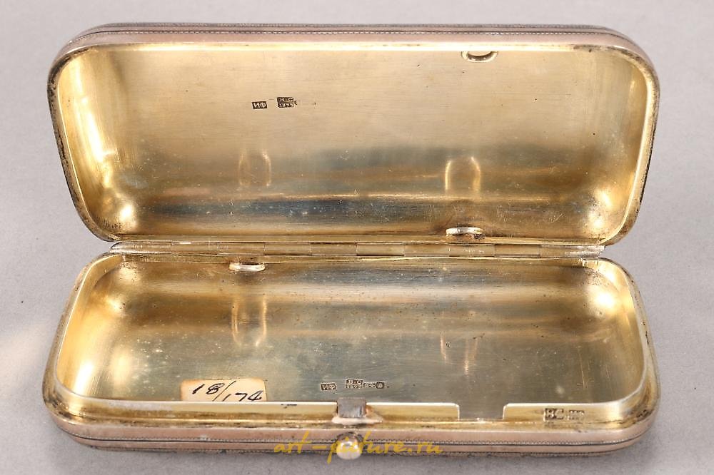 Russian silver , Good 19th Century Russian Silver Niello Snuff Box