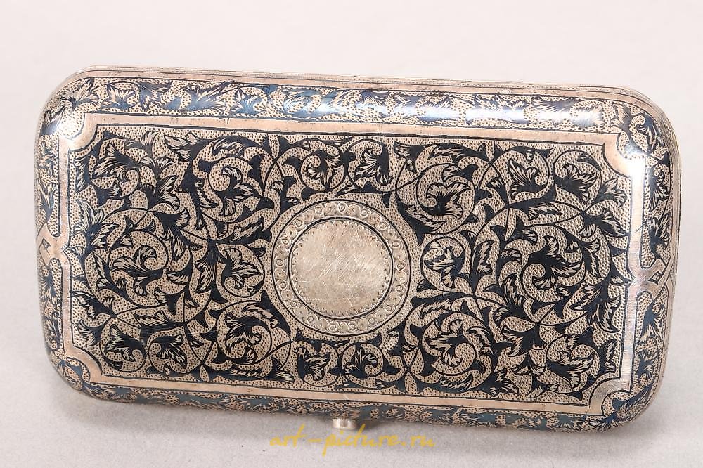 Russian silver , Good 19th Century Russian Silver Niello Snuff Box