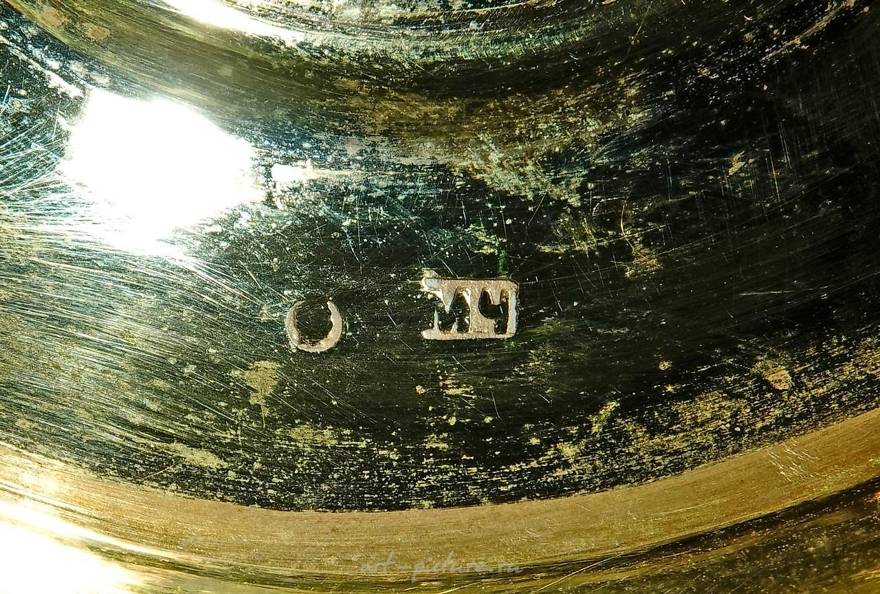 Russian silver , Two cut crystal bottles, silver (925 thousandths)...