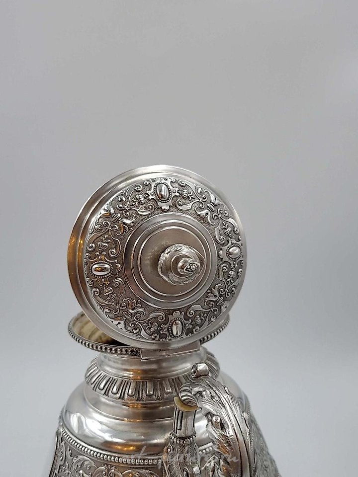 Русское серебро , Русский серебряный чайный сервиз 19 века, 84 пробы, 3 300 г...