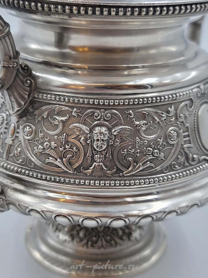 Русское серебро , Русский серебряный чайный сервиз 19 века, 84 пробы, 3 300 г...