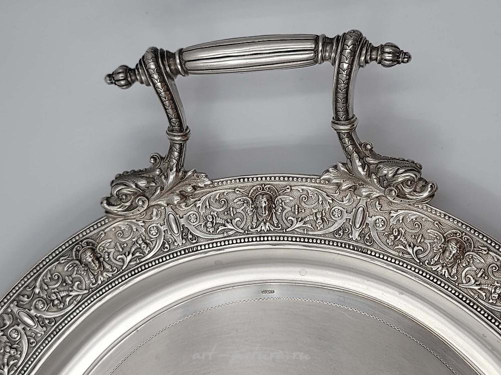 Русское серебро , Русский серебряный чайный сервиз 19 века, 84 пробы, 3 300 г...