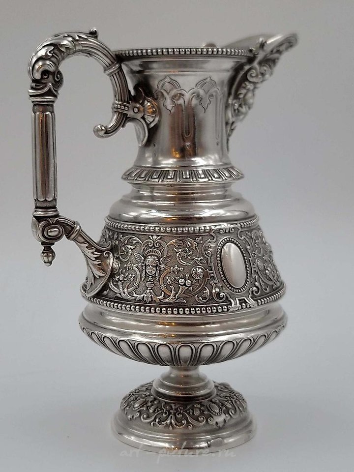 Русское серебро , Русский серебряный чайный сервиз 19 века, 84 пробы, 3 300 г...