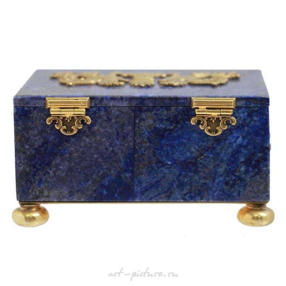 俄罗斯银 , 皇家俄罗斯珠宝盒，由镶金银制成的青金石制成