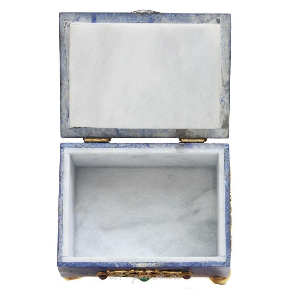 俄罗斯银 , 皇家俄罗斯珠宝盒，由镶金银制成的青金石制成