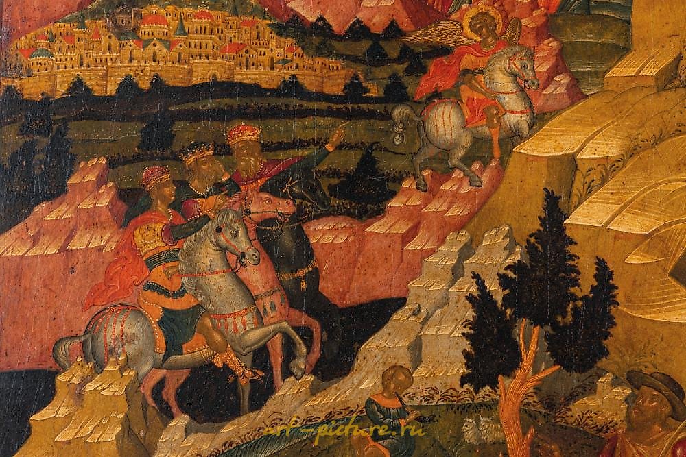 俄罗斯银 , 威尼斯-克里特岛起源的图标，描绘了博士的敬拜