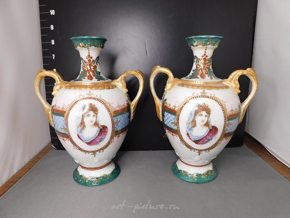Royal Vienna Porcelain , Pair of Egyptian Revival Ewers