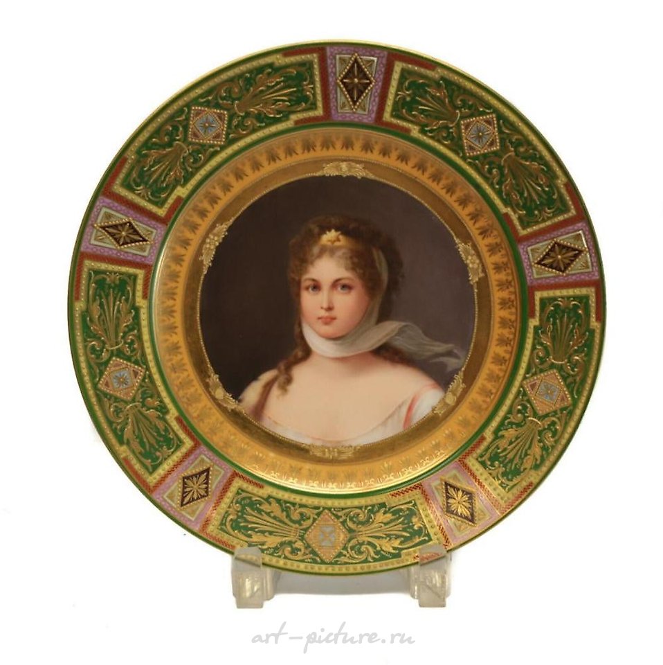 Royal Vienna Porcelain , 19th C. Royal Vienna "Queen Louise" Porcelain Cabinet Plate