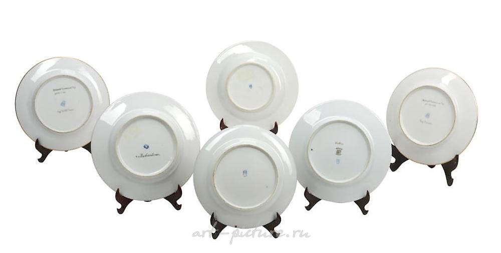 Royal Vienna Porcelain , A Group of Six 19th C. Royal Vienna Porcelain Plates