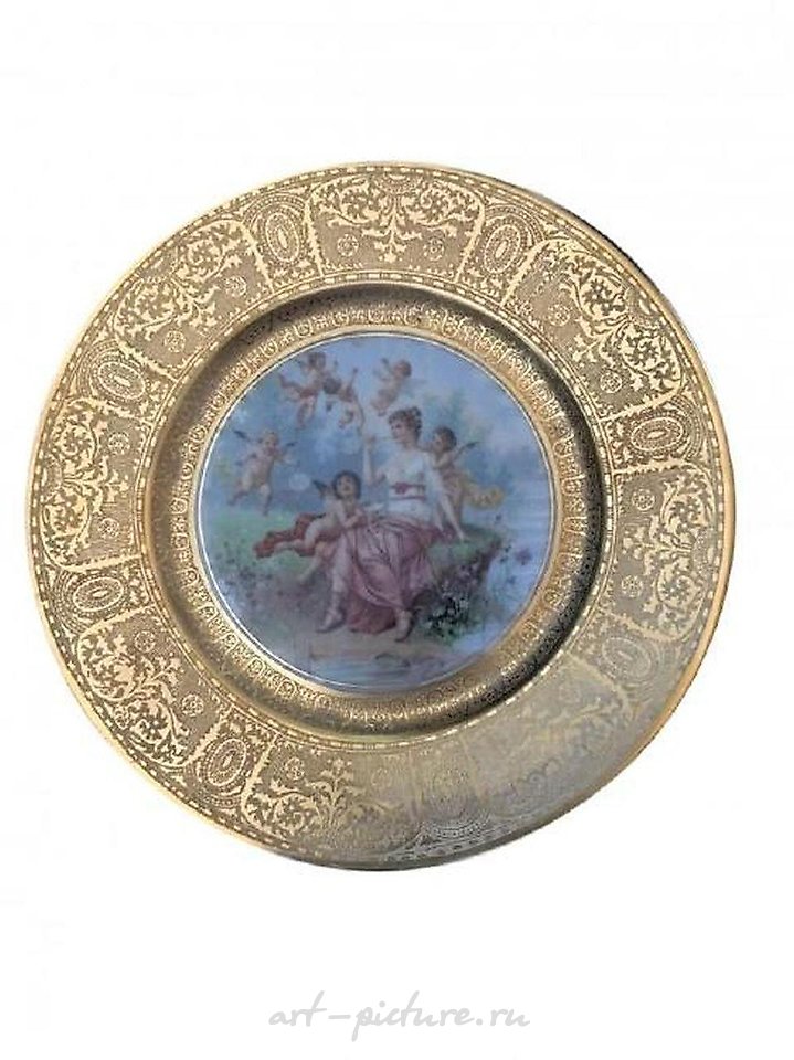 Royal Vienna Porcelain , 19Th C Royal Vienna-Style Painted Plate