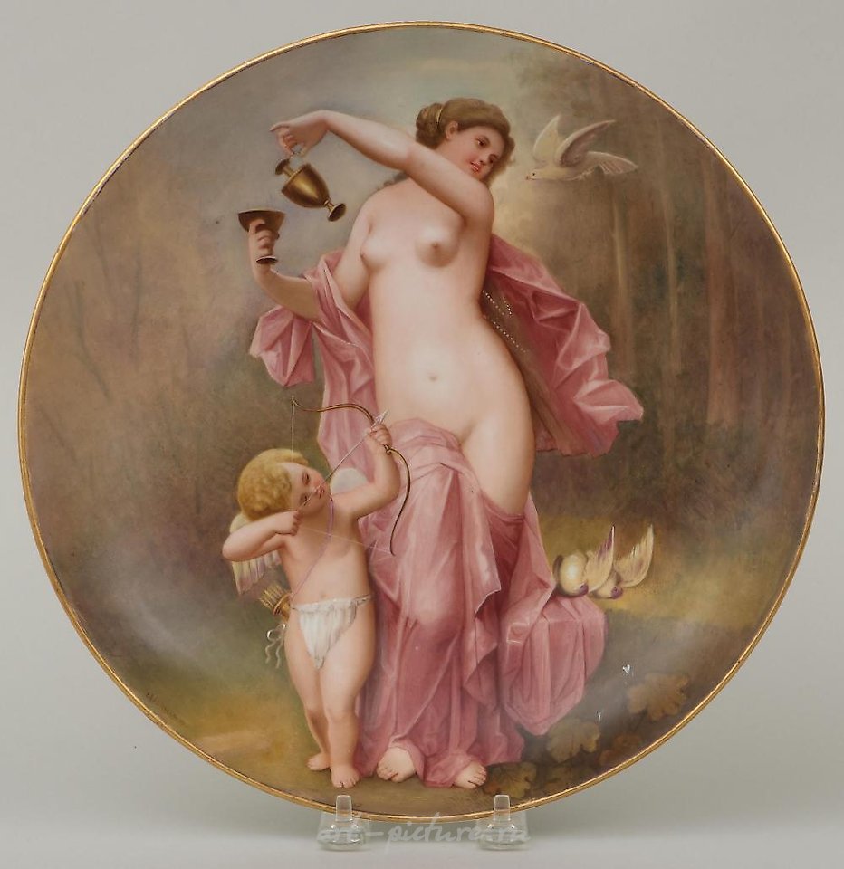 Royal Vienna Porcelain , Royal Vienna painted porcelain plate.