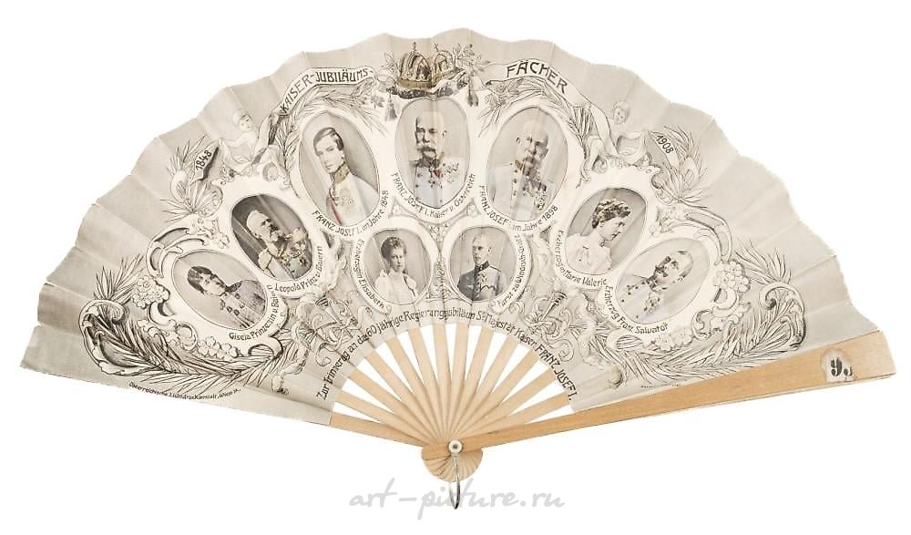 Royal Vienna Porcelain , Royalty. A fan commemorating the 50th jubilee of Franz Josef...