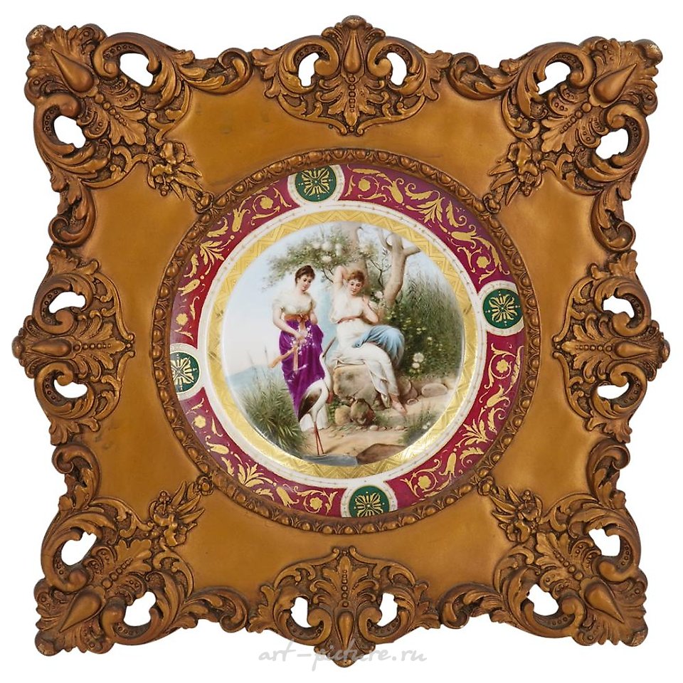 Royal Vienna Porcelain , Large Royal Vienna "Fairy and The Hunter" Porcelain