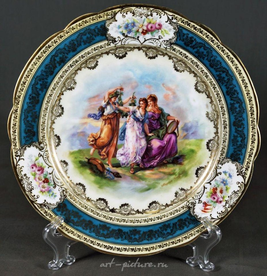 Royal Vienna Porcelain , Sevres-Style And Royal Vienna-Style Porcelain Plate
