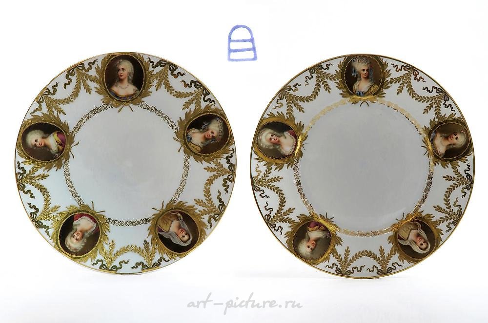 Royal Vienna Porcelain , A Pair of Royal Vienna Hand Painted Plate