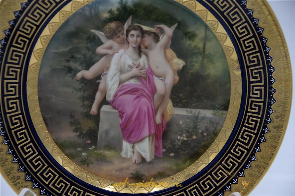 Royal Vienna Porcelain , Wagner Royal Vienna Portrait Plate, young veiled woman, with...