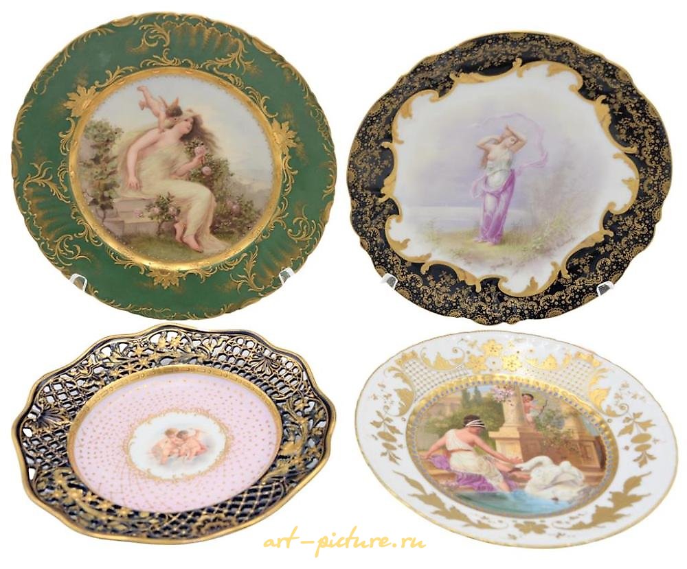Royal Vienna , Портретные тарелки:Royal Vienna, Лимож, Дрезден, "Леда и лебедь"