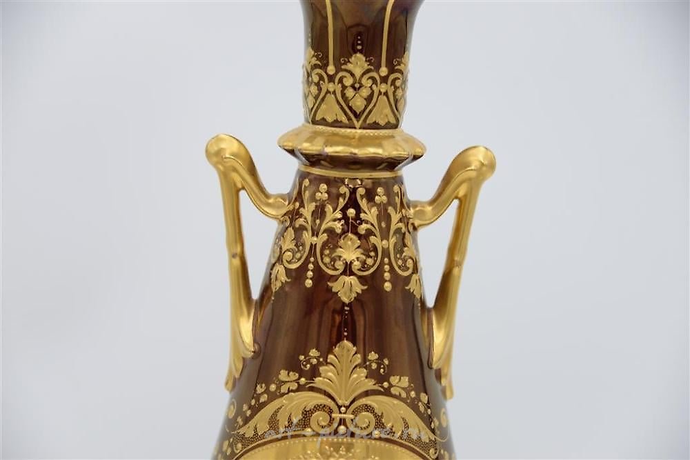 Royal Vienna Porcelain , Royal Vienna Covered Portrait Urn, having two handles along ...