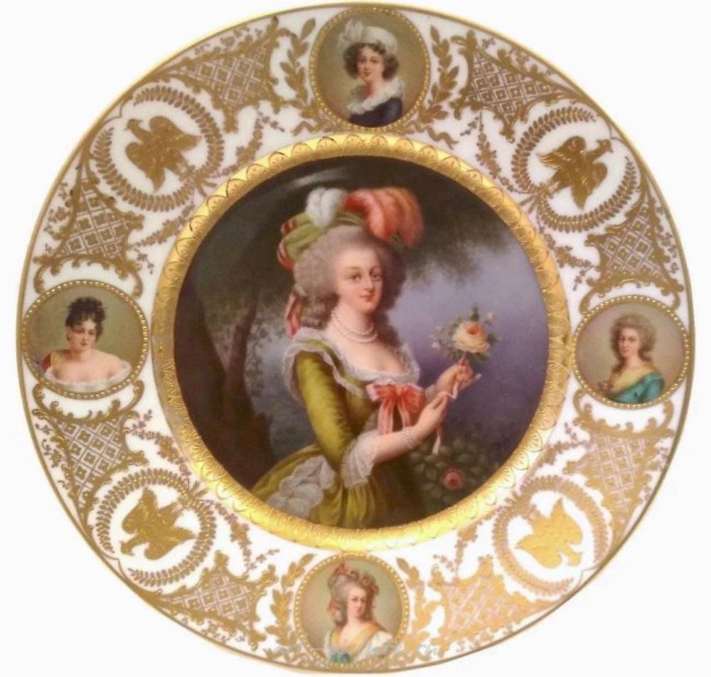 Royal Vienna Porcelain , 19TH C. ROYAL VIENNA PLATE SIGNED WAGNER