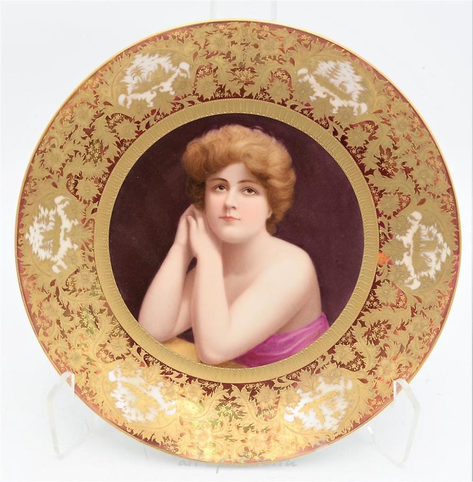 Royal Vienna Porcelain , Royal Vienna Portrait Plate, hand painted with high relief b...