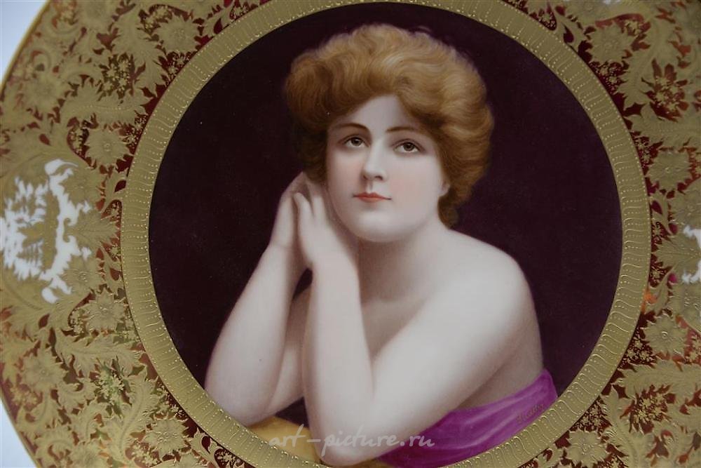 Royal Vienna Porcelain , Royal Vienna Portrait Plate, hand painted with high relief b...