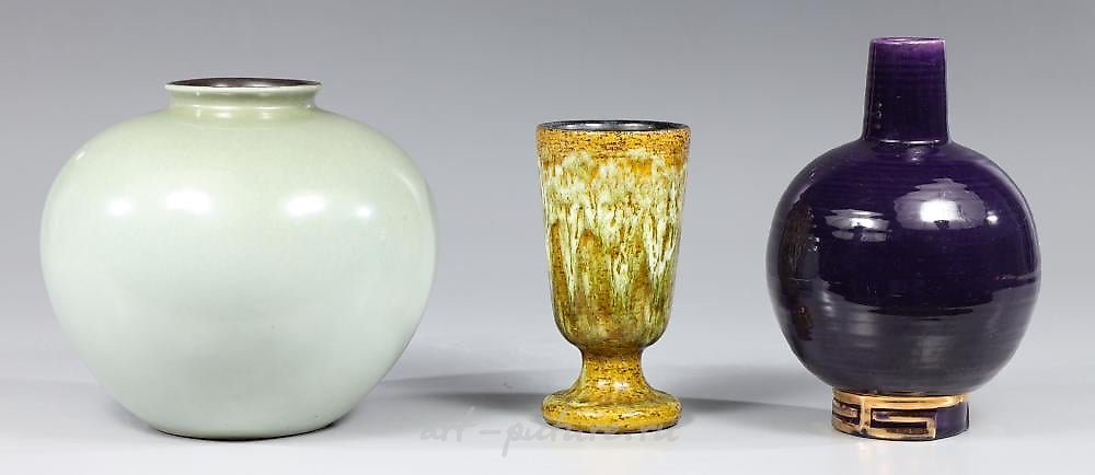 Royal Vienna Porcelain , GROUP OF THREE STUDIO POTTERY, POL CHAMBOST, DICK KNOX