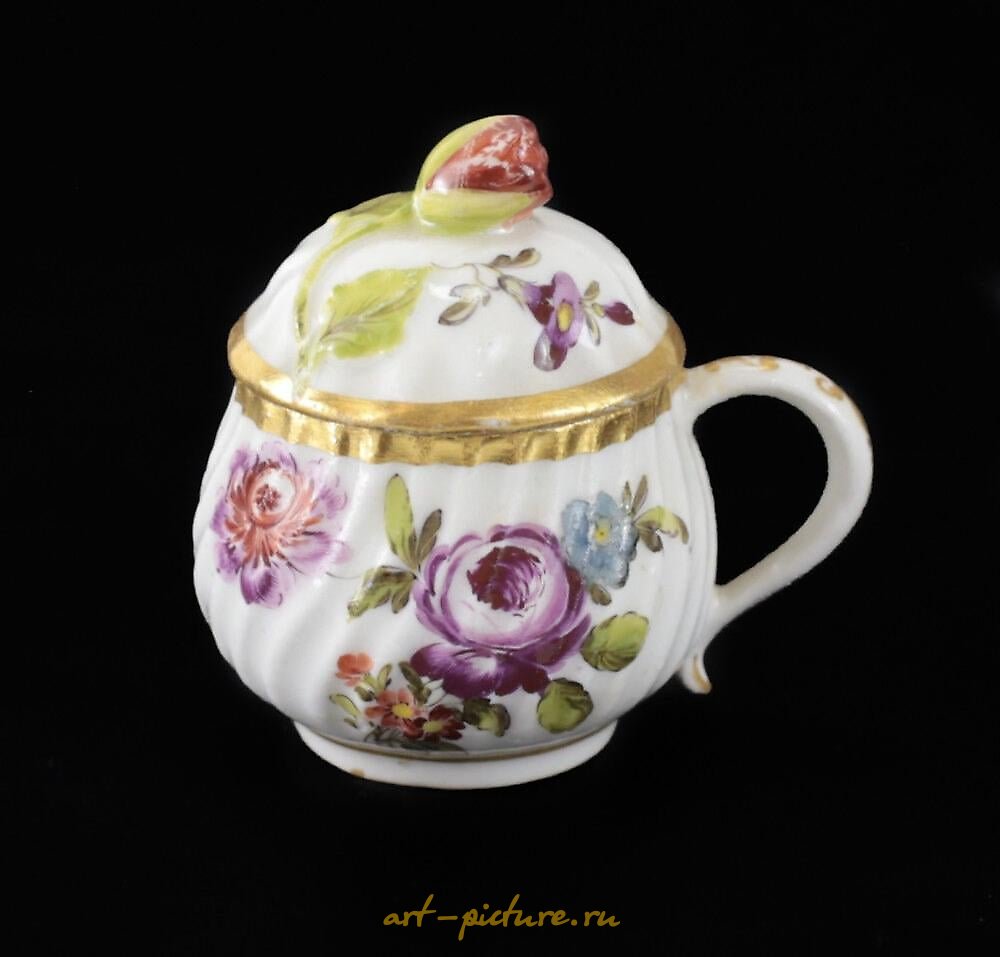 Royal Vienna Porcelain , Royal Vienna Covered Teacup Sahleplik, fluted, hand painted ...