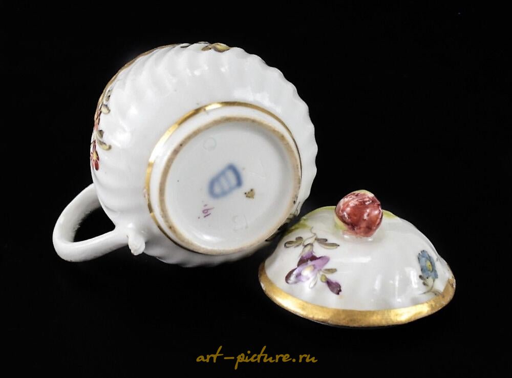Royal Vienna Porcelain , Royal Vienna Covered Teacup Sahleplik, fluted, hand painted ...