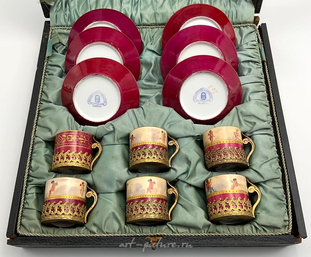 Royal Vienna Porcelain , Haviland & Co Limoges Floral Demitasse Set.