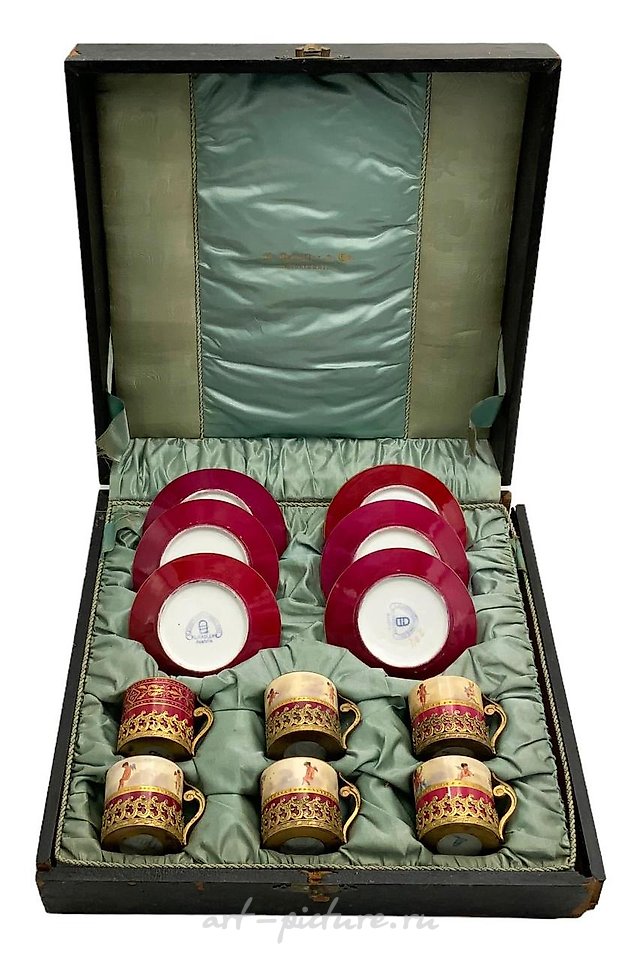 Royal Vienna Porcelain , Haviland & Co Limoges Floral Demitasse Set.