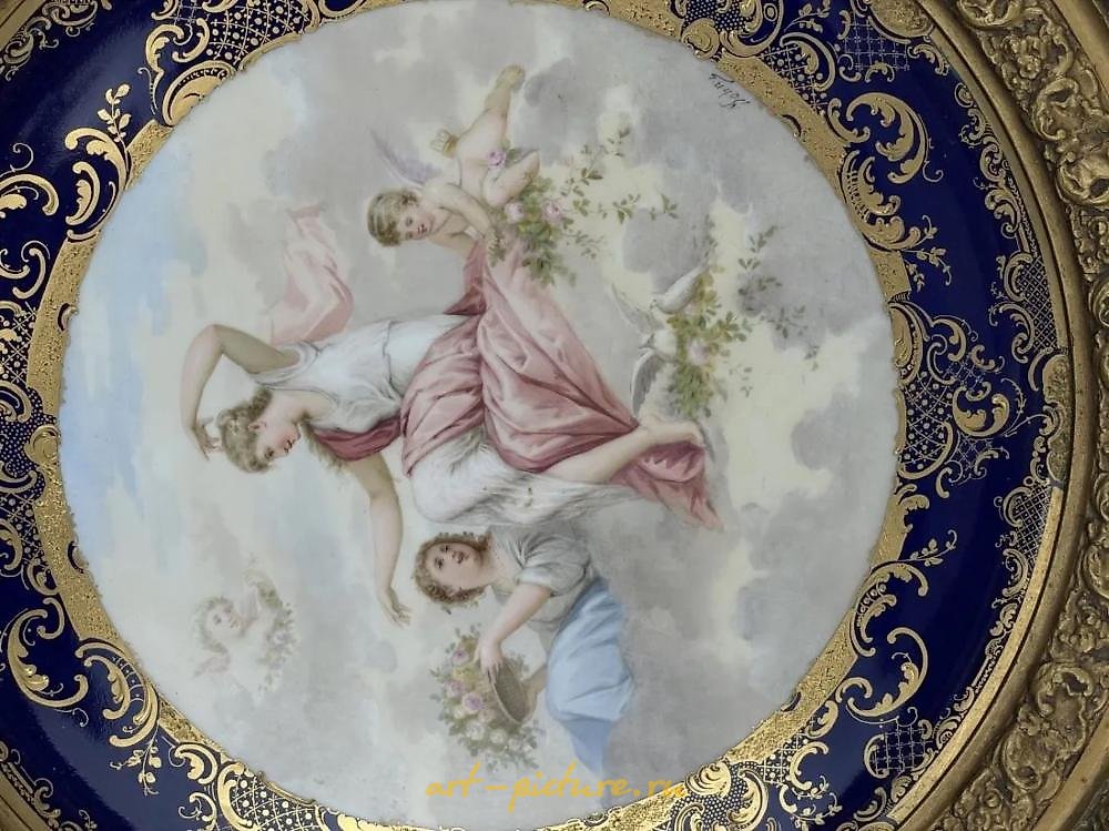 Royal Vienna Porcelain , A LARGE ROYAL VIENNA STYLE PORCELAIN PLAQUE