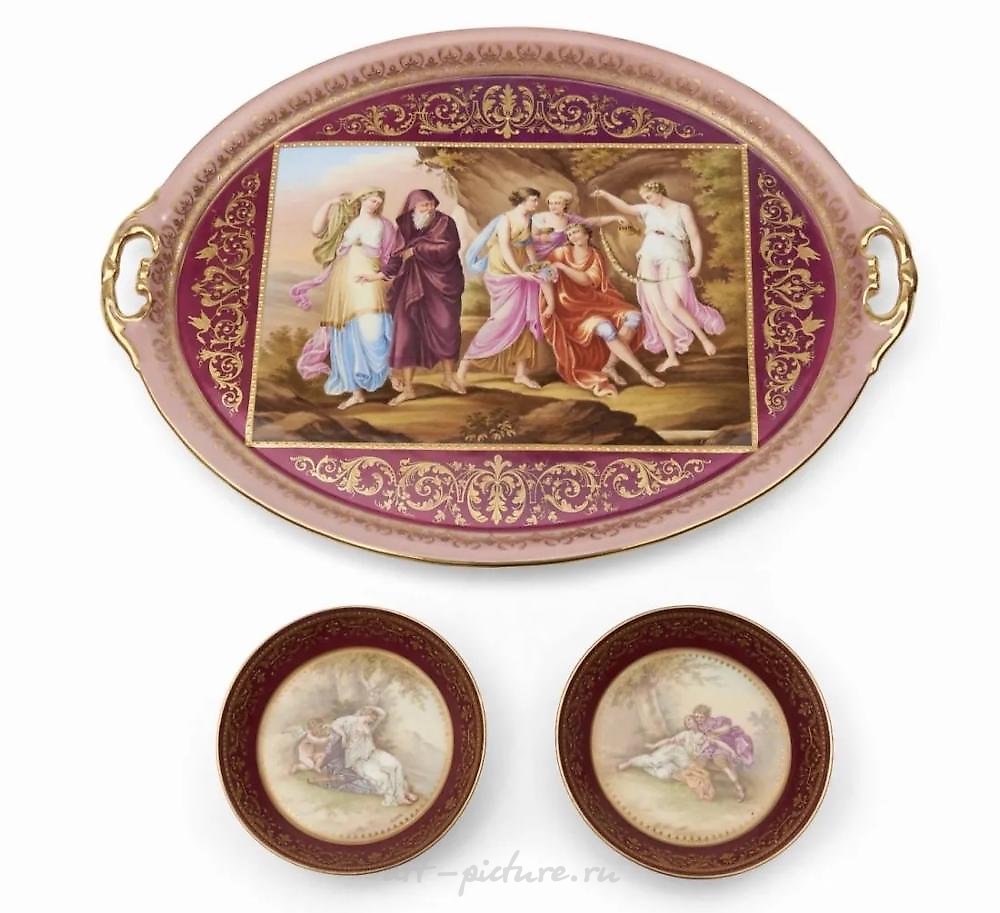 Royal Vienna , Фарфоровый чайный сервиз "Tête-à-Tête" Royal Vienna 19 века