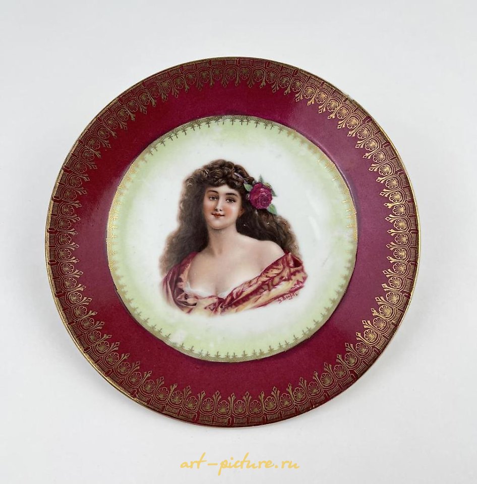 Royal Vienna Porcelain , ANTIQUE ROYAL VIENNA PORTRAIT PLATE