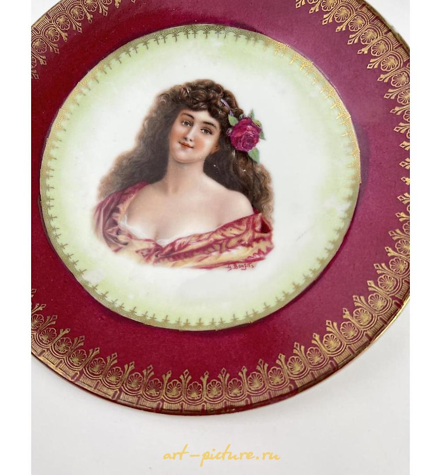 Royal Vienna Porcelain , ANTIQUE ROYAL VIENNA PORTRAIT PLATE