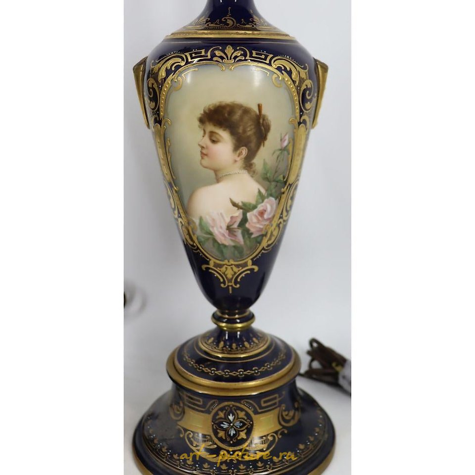 Royal Vienna Porcelain , A Pair Of Patinated Bronze Asian Style Lamps.