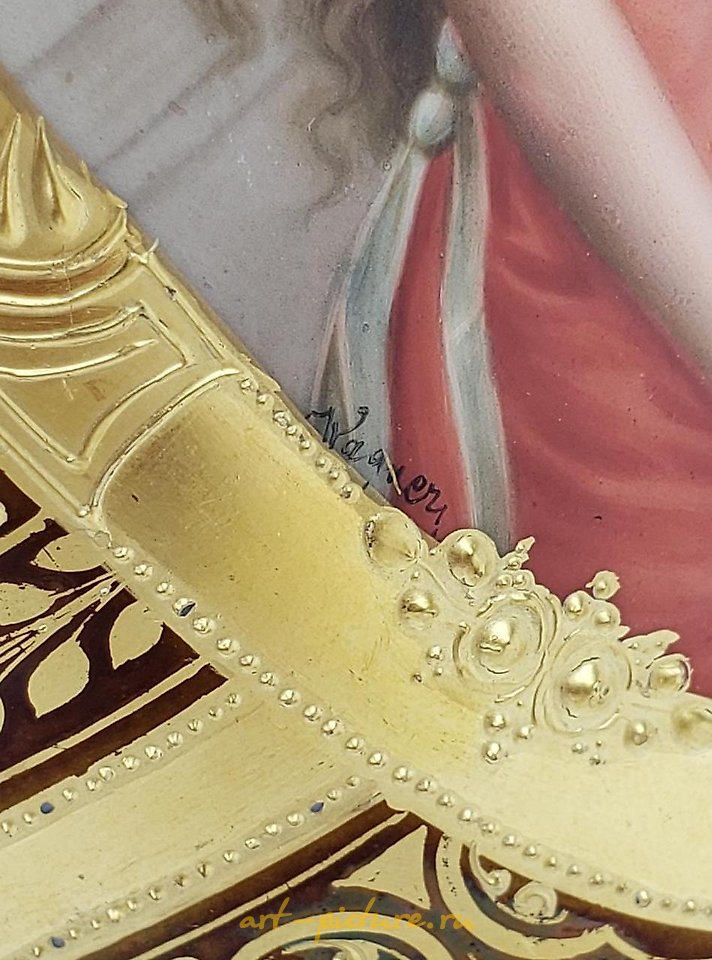 Royal Vienna Porcelain , 19th C. Royal Vienna Vase Signed Wagner