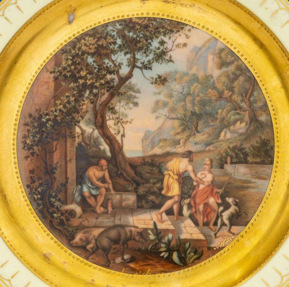 Royal Vienna Porcelain , "Odysseus & Telemachos" Porcelain Cabinet Plate