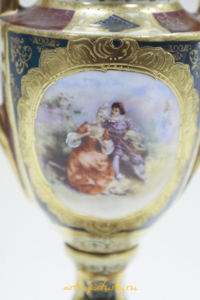 Royal Vienna Porcelain , Pair Of Royal Vienna Porcelain Portrait Jars