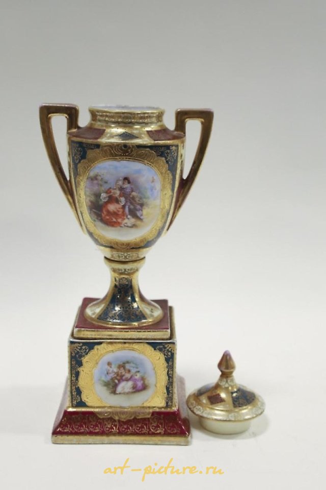 Royal Vienna Porcelain , Pair Of Royal Vienna Porcelain Portrait Jars