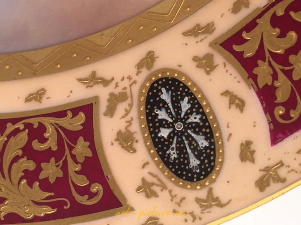 Royal Vienna Porcelain , Royal Vienna portrait plate of a Grecian lady playing music.