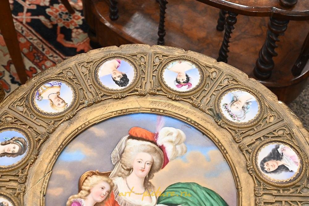 Royal Vienna Porcelain , Pair of Royal Vienna porcelain urns, each having gilt handle...