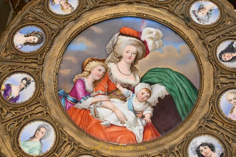 Royal Vienna Porcelain , Pair of Royal Vienna porcelain urns, each having gilt handle...