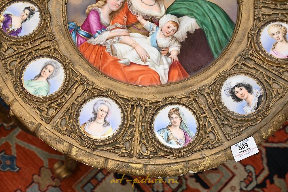 Royal Vienna Porcelain , Pair of Royal Vienna porcelain urns, each having gilt handle...