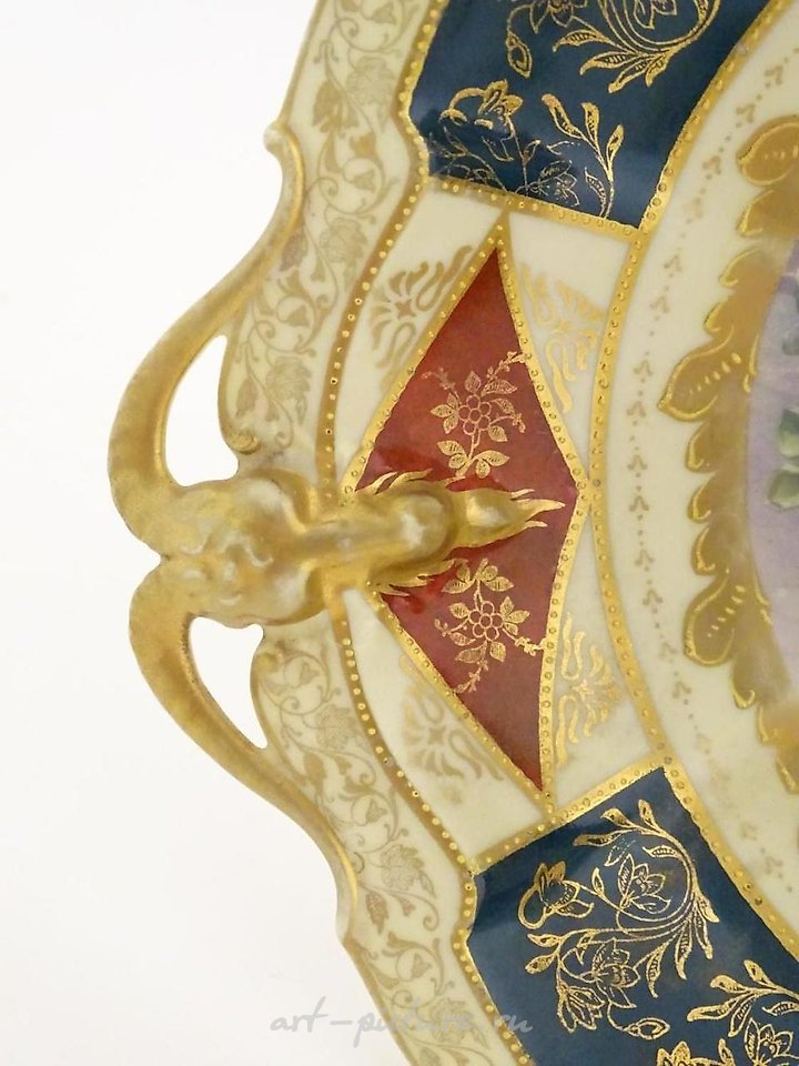 Royal Vienna Porcelain , A Continental three handled cabinet plate, the cen...