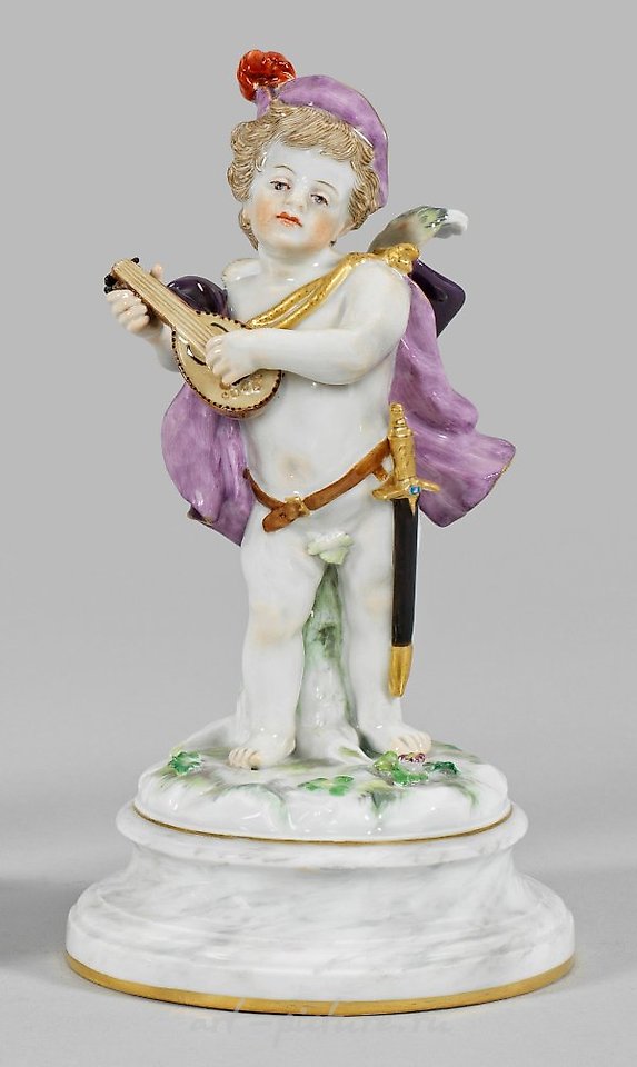 Rare figure "Cupid in the form of troubadour S...